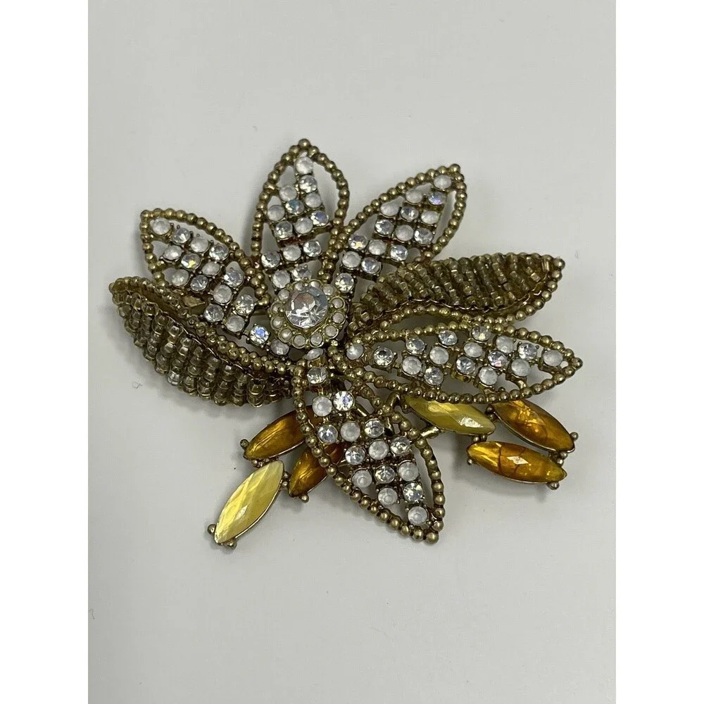 Vintage Liz Claiborne Rhinestone Beaded Brooch